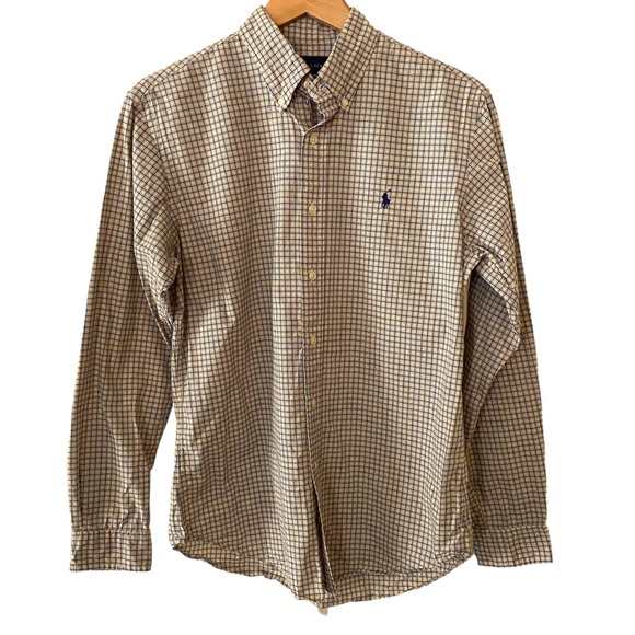 Ralph Lauren Other - Ralph Lauren Men's Yellow Blue Plaid Long Sleeve Button Down 100% Cotton Size M